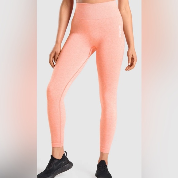 Gymshark orange/peach Adapt Marl seamless high waisted leggings women’s Small - Picture 1 of 10